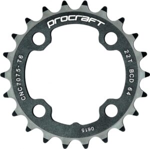 Procraft Kettenblatt MTB 64 9-fach 22 Z Schwarz - Eloxiert & CNC-gefräst