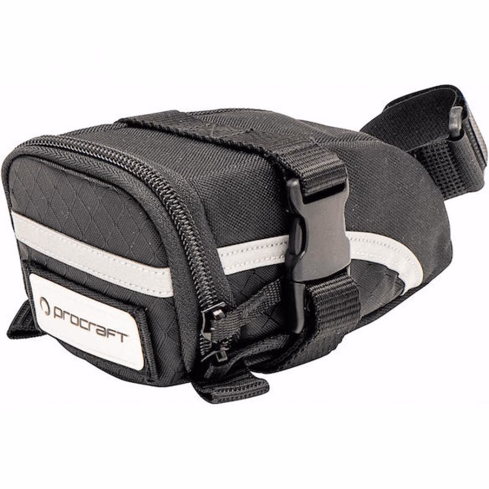 Procraft Satteltasche Mini II 0,5 l Schwarz - kompakte Fahrrad-Werkzeugtasche mit Riemenbefestigung