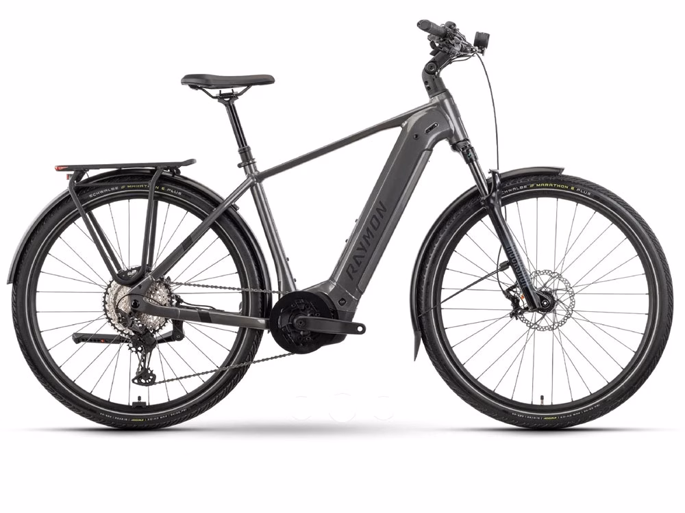 Raymon Tahona Diamond High | Trekking E-Bike | 29" | 800Wh Bosch Performance CX | metalgrey / black / citron Größe: 52 cm