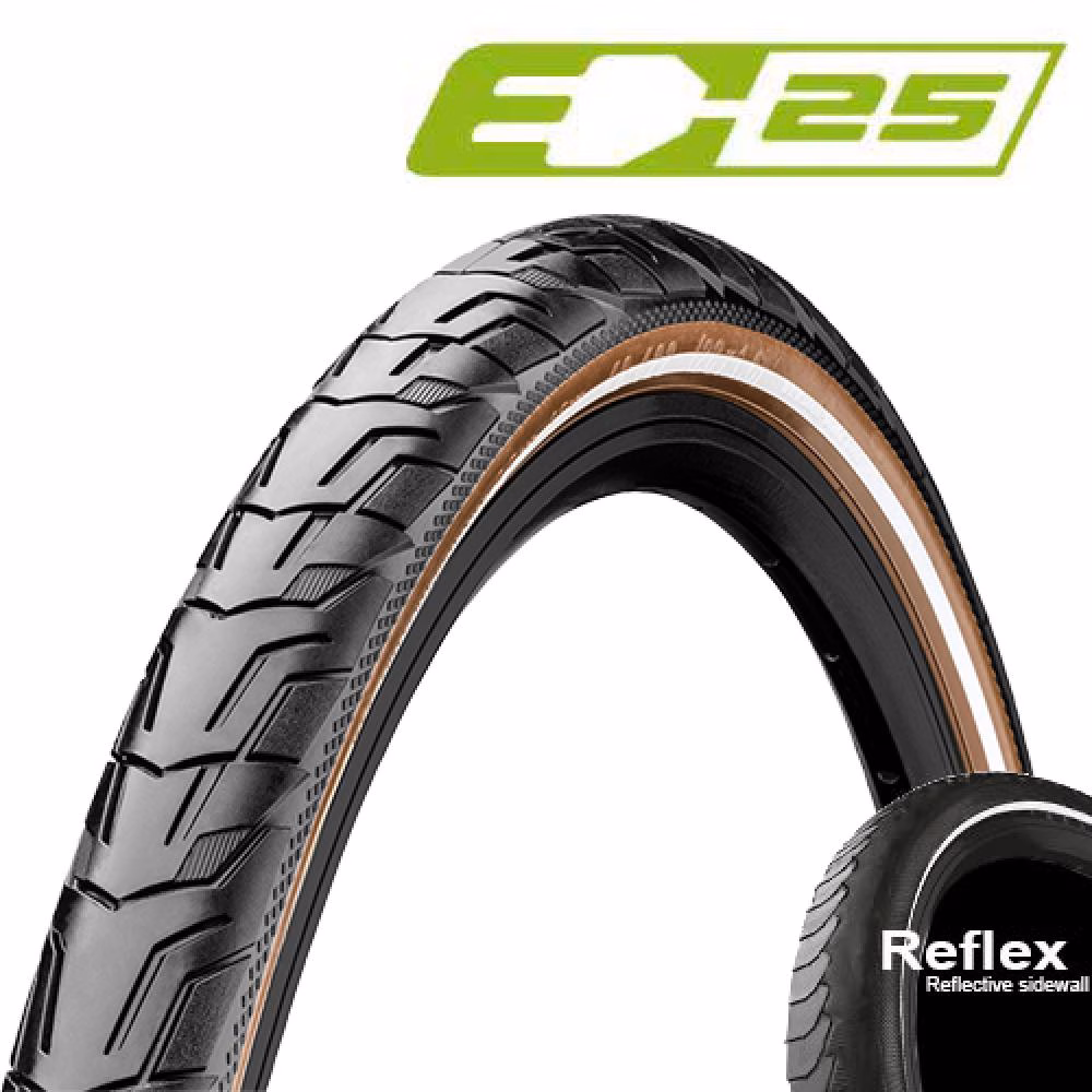 Reifen Continental Conti 28x1.75" 47-622 RIDE City, E-25, Draht, Reflex schwarz/braun