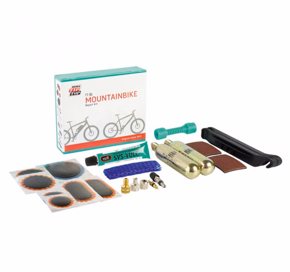 Rema Tip Top Flickzeug TT06 SB-Verpackung  Praktisches Reparaturset für Fahrradreifen, inkl. Vulkanisierflüssigkeit, Flicken und Schleifpapier