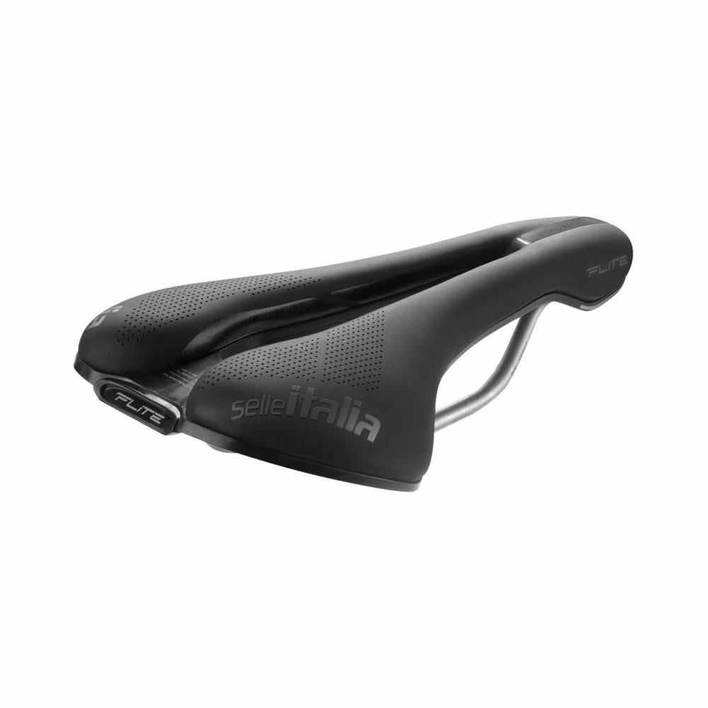 Selle Italia Flite Boost Gravel TI 316 Superflow S3 - Gravel-Sattel mit Titanstreben, Gel-Polsterung, Damm-Aussparung, schwarz