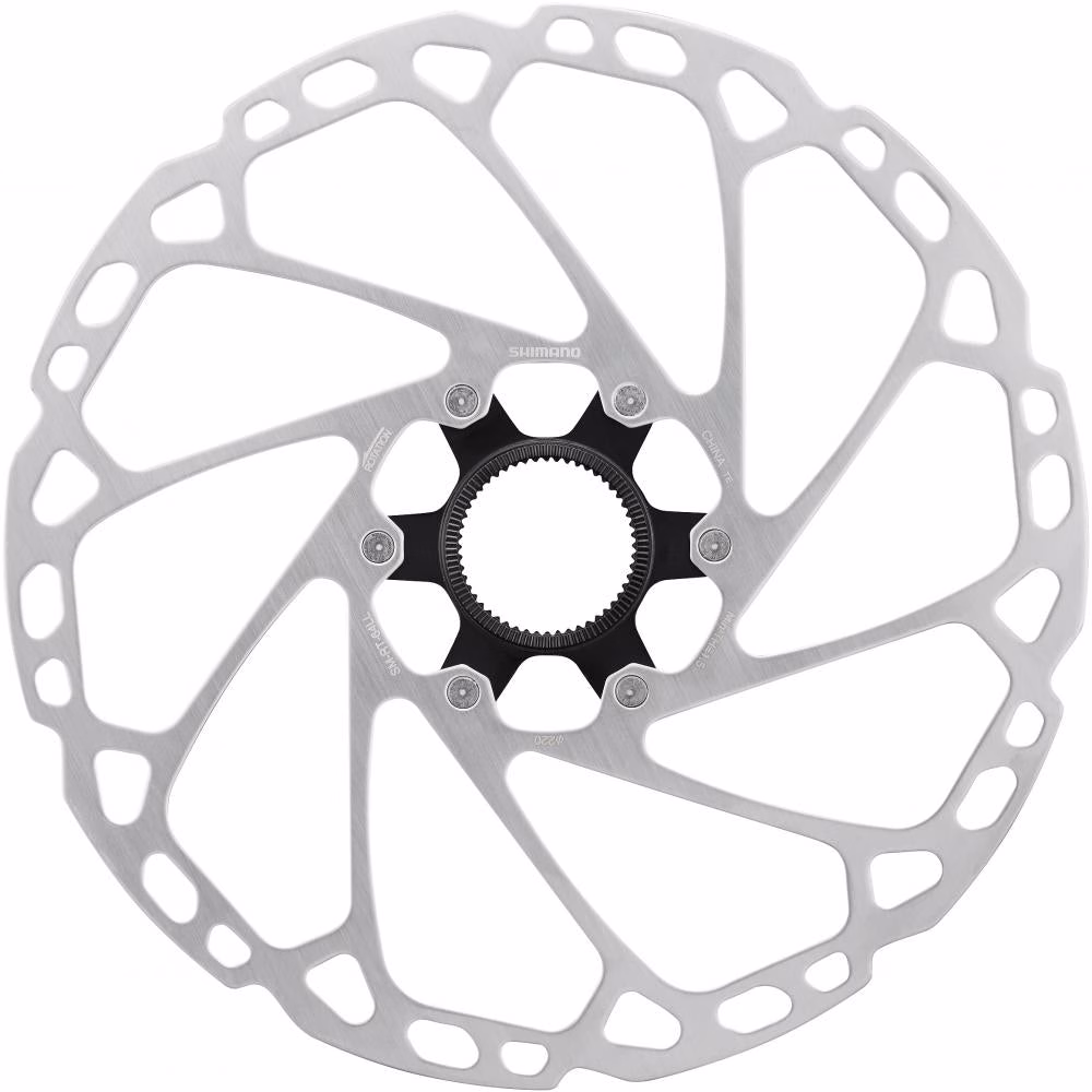 SHIMANO Bremsscheibe SM-RT64 203 mm Center Lock mit Verschlussring und Außenverzahnung