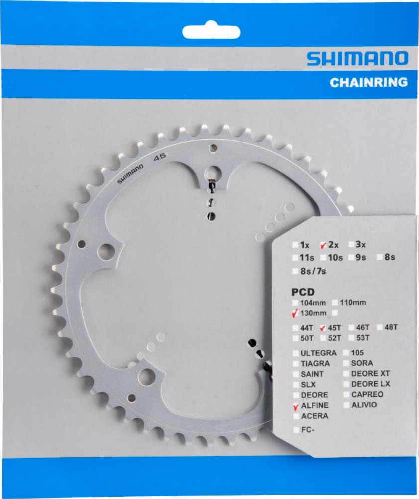 SHIMANO Kettenblatt ALFINE FC-S501 45 Zähne Silber - leiser Antrieb in moderner Ausführung