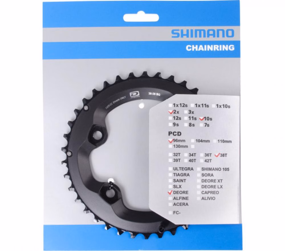 SHIMANO Kettenblatt DEORE FC-M6000-2 38 Zähne - präziser Antrieb für 2-fach Kurbeln