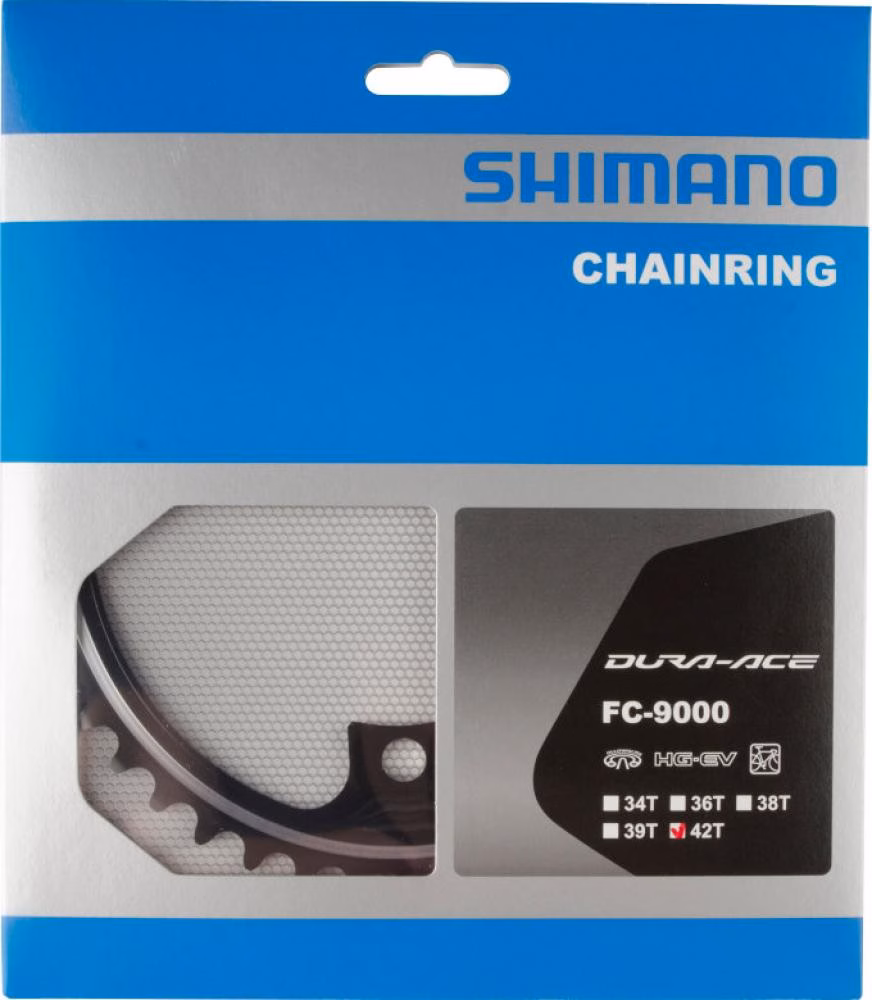 SHIMANO Kettenblatt DURA-ACE FC-9000 42 Zähne Schwarz - präzise Schaltperformance für Rennräder