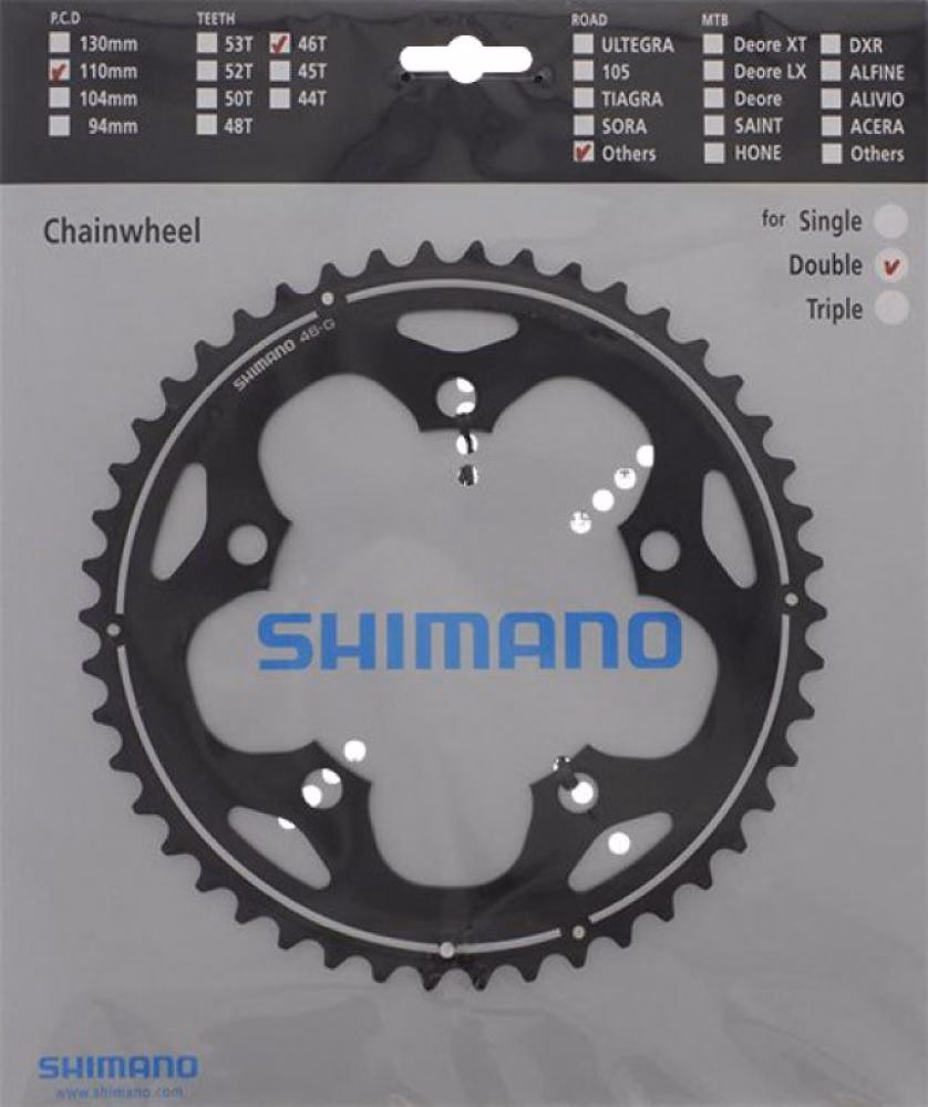 SHIMANO Kettenblatt FC-CX50 46 Zähne Schwarz - präziser Antrieb für Cyclocross und Straßenräder