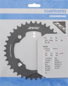 SHIMANO Kettenblatt ZEE FC-M640/FC-M645 38 Zähne - robustes Downhill-Antriebsupgrade
