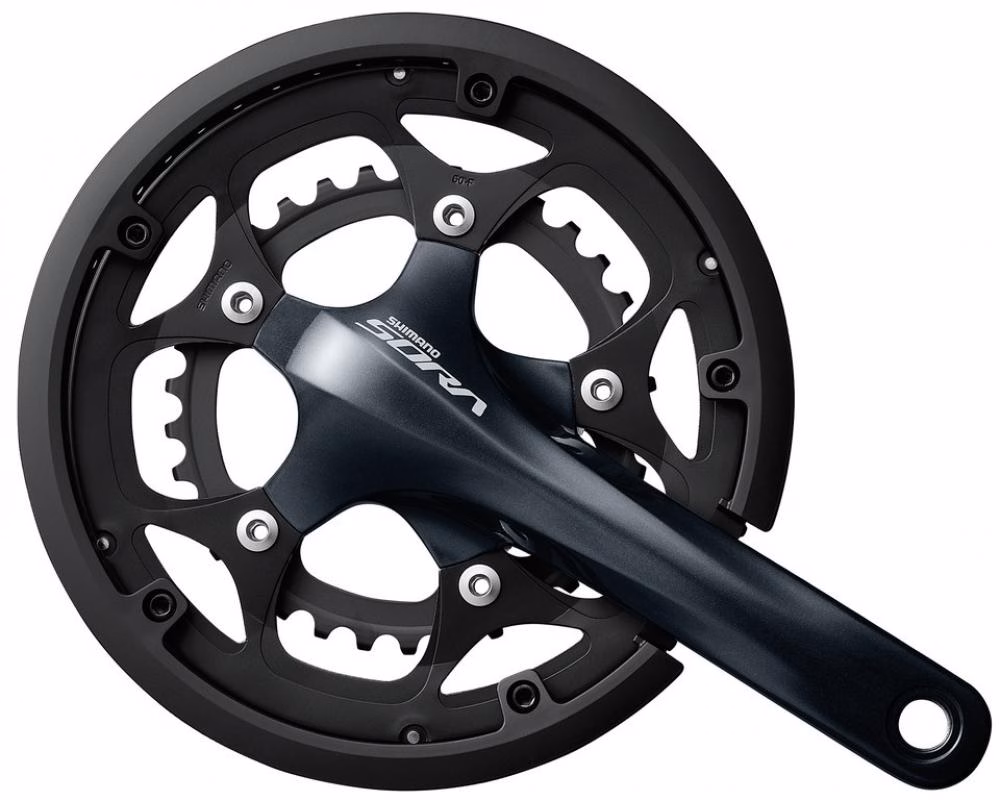 SHIMANO Kurbelgarnitur SORA FC-R3000 Kurbelgarnitur - 9-fach, 175 mm, 50-34 Zähne, 34 Zähne, Schwarz