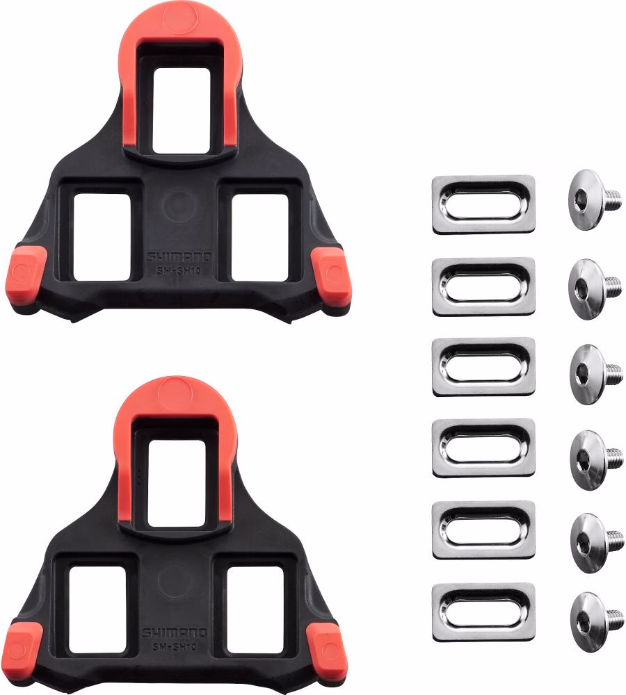 SHIMANO Schuhplatten SM-SH10 SPD-SL rot - präziser Kraftschluss für Rennradpedale