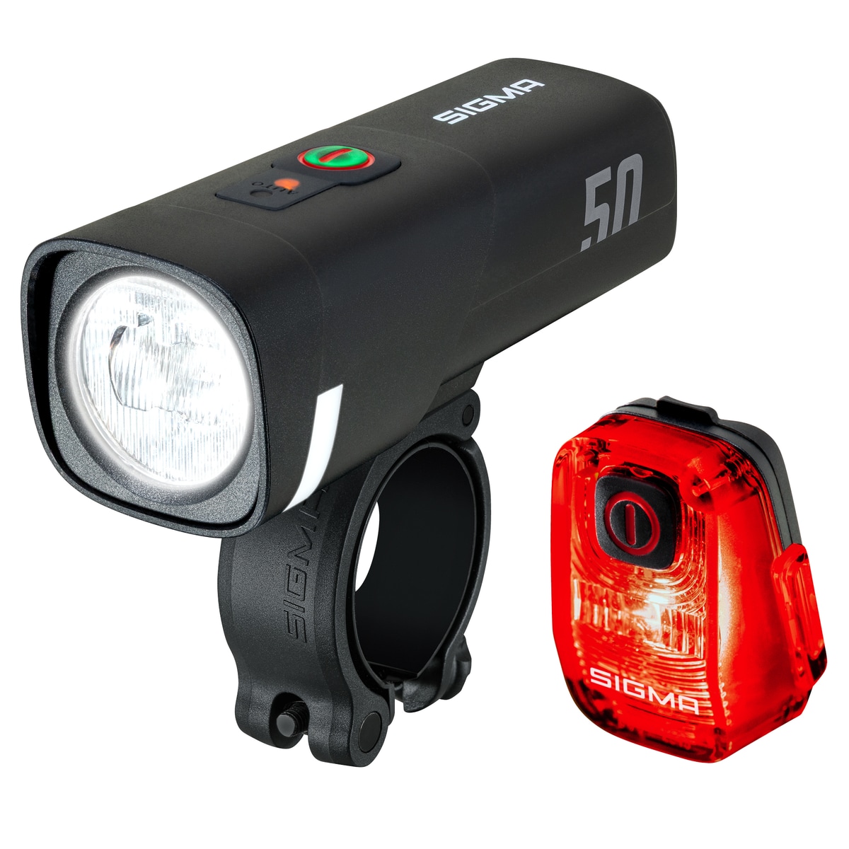 Sigma Aura 50 Frontlicht + HIRO 10 Rücklicht Akku-Beleuchtungsset