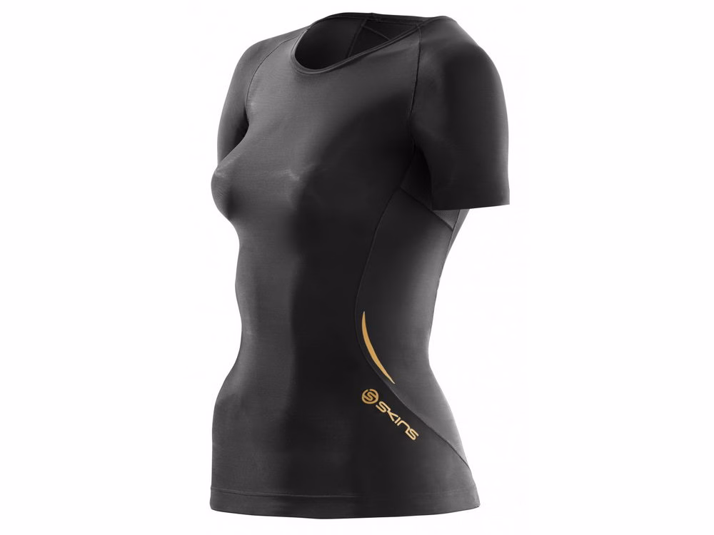 Skins Bio A400 Kurzarm Shirt Damen (schwarz / gold) Größe:XS