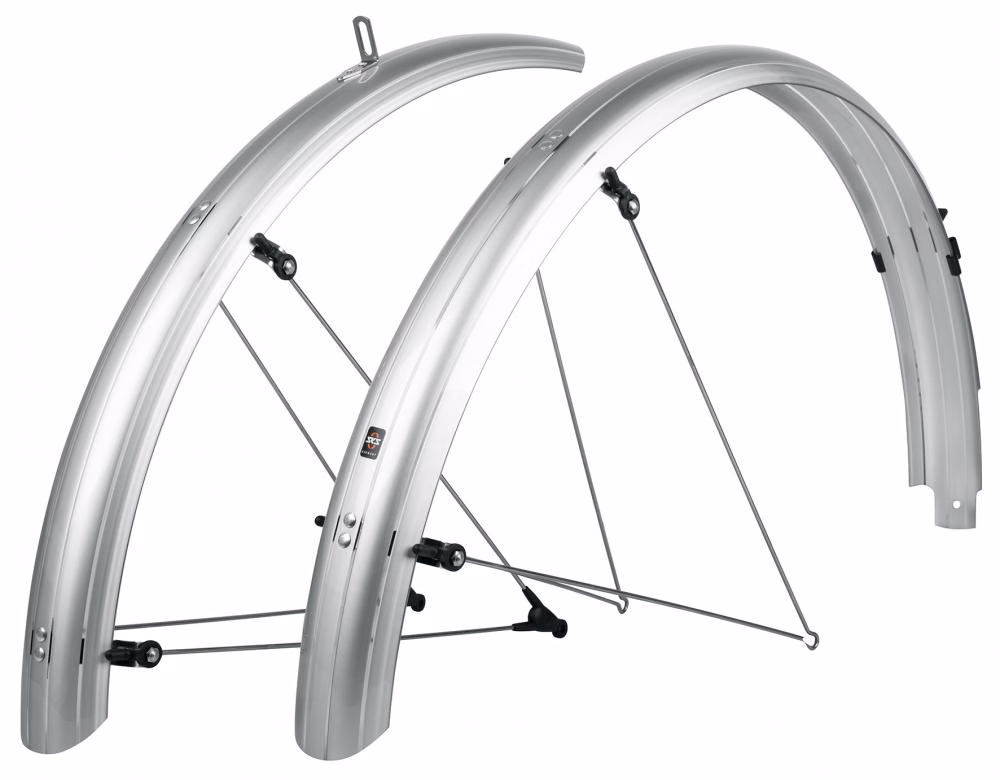 SKS Bluemels Basic 28 Schutzblech-Set - 65 mm silber robuste Sandwichkonstruktion ASR-Sicherheitssystem für 27 5-29 Räder Reifenbreite 54-61 mm