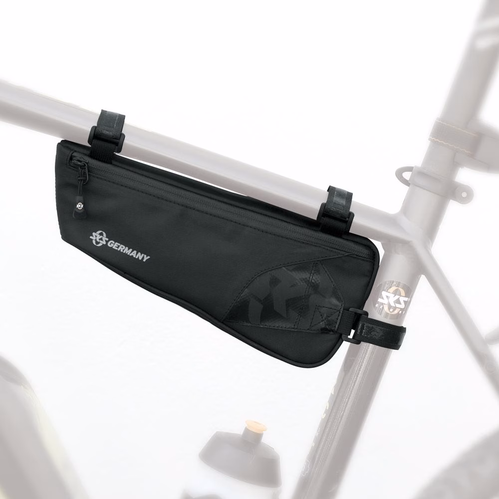 SKS Explorer Edge Rahmentasche schwarz - Robuste, wasserdichte Bikepacking-Tasche 1,0L für Gravel & MTB, 280x60x120mm, Klettverschluss, reflektierende Details