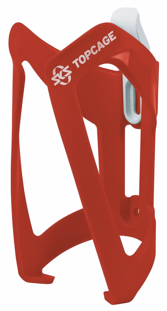 SKS Flaschenhalter Topcage rot robuster und leichter Flaschenhalter aus Kunststoff, ideal für MTB und Trekkingräder, mit sicherem Halt für Flaschen bei jedem Terrain