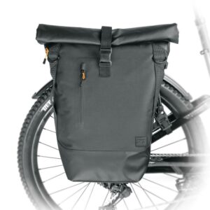 SKS Gepäckträgertasche Germany Infinity Urban Sidebag: 20 Liter wasserdichte Fahrradtasche mit Rolltop - gepolstertem 15 Laptopfach Reflektorstreifen Schultergurt 620x430x170mm schwarz