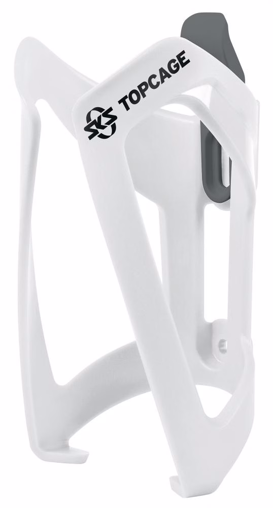 SKS Topcage Flaschenhalter weiß, flexibler Kunststoff, 53g, für 1,5L PET-Flaschen, verstellbarer Fanghaken, Made in Germany