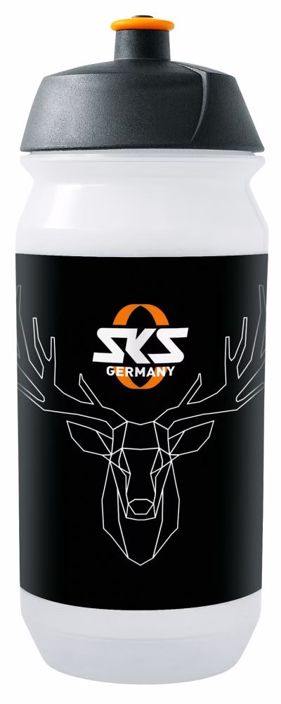 SKS Trinkflasche Small 500 ml Kunststoff transparent - mit stylischem Hirsch-Motiv, ergonomisches Design, BPA-frei, ideal fürs Fahrrad