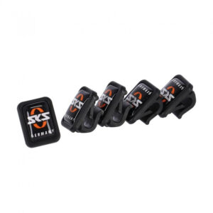 SKS Unterlaufstrebenclip 5er-Set für 4,5 mm Streben, ideal für Velo 42 Schutzbleche, schwarz mit SKS-Logo. Robuste Befestigung für sicheren Halt
