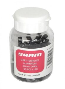 SRAM Schaltkabel-Endkappen 4,0 mm, schwarz, Aluminium, 100 Stück - saubere und langlebige Zugabschlüsse