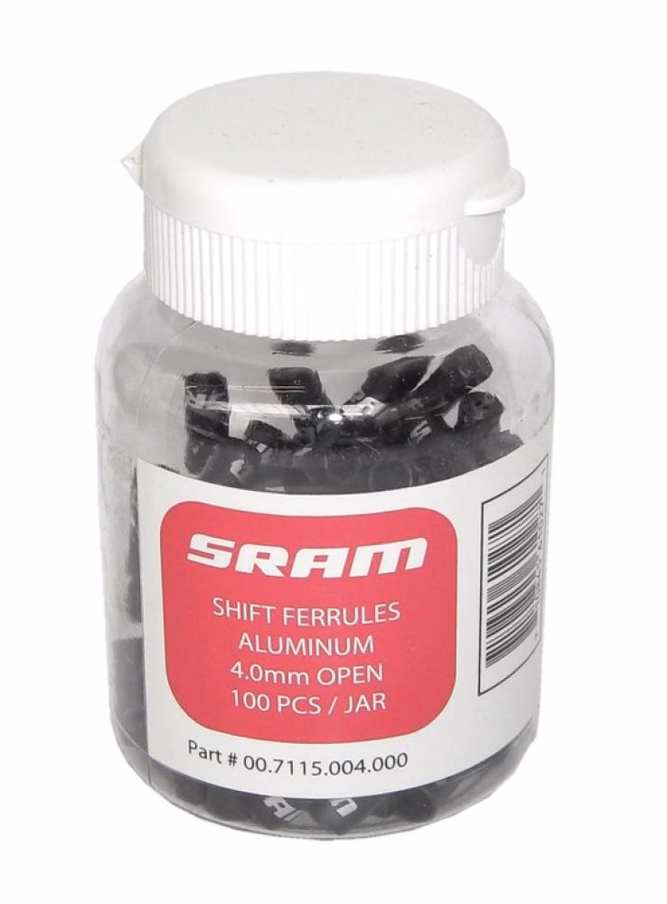 SRAM Schaltkabel-Endkappen 4,0 mm, schwarz, Aluminium, 100 Stück - saubere und langlebige Zugabschlüsse