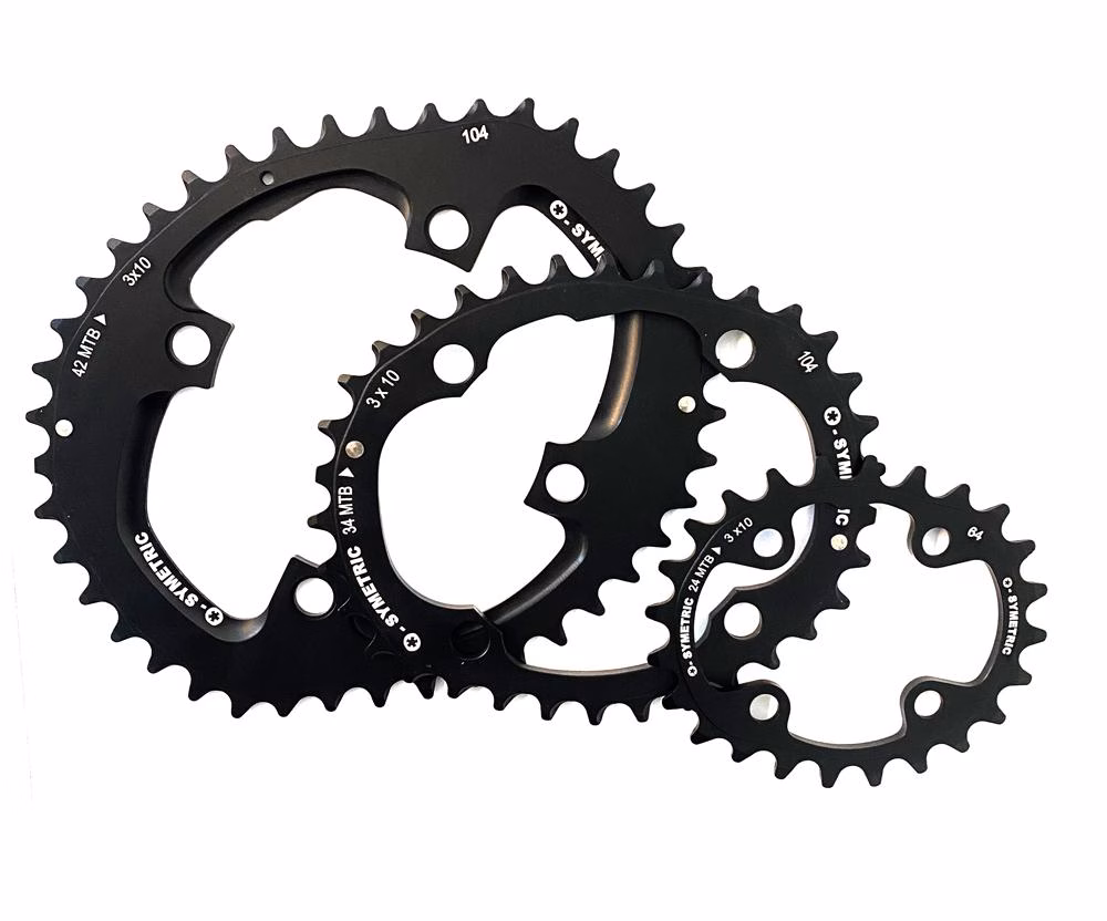Stronglight Osymetric Kettenblatt Kit 104-64 MTB 3x10 42-34-24 Zähne schwarz oval Aluminium 4-Arm Triple MTB