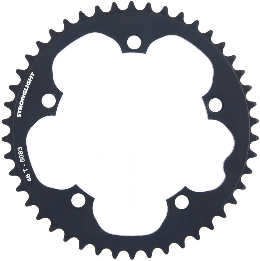 Stronglight Rennrad-Kettenblatt LK 130 Millimeter 46 Zähne 5-Arm Aluminium 9-10-fach schwarz silber