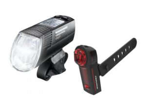 Trelock Licht-Set LS 760 I-Go Vision und LS 740 Vector Signal 100 Lux StVZO USB Frontleuchte Rücklicht mit Bremslicht schwarz - Fahrradbeleuchtungsset