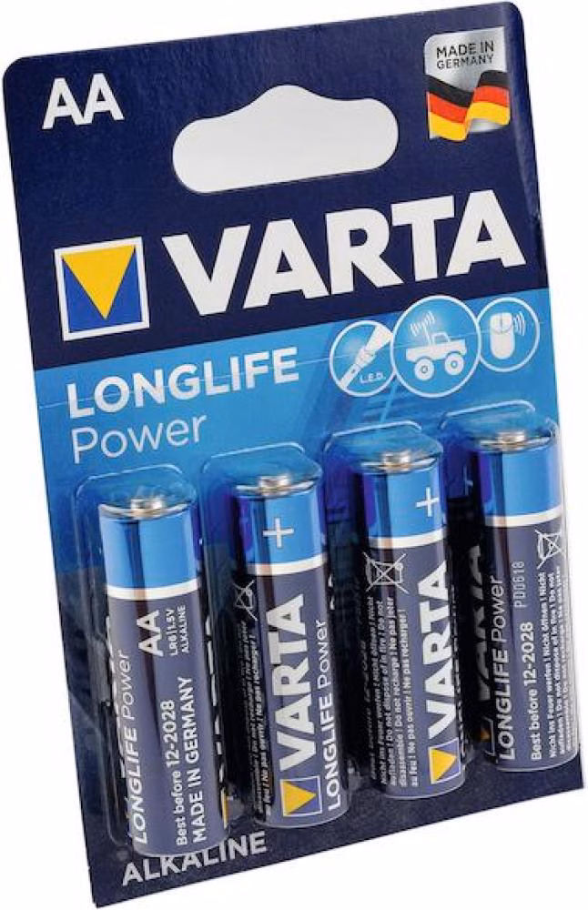 Varta Longlife Power Mignon (LR6, AA) Größe AA silber,blau - leistungsstarke Batterien für Geräte mit hohem Verbrauch