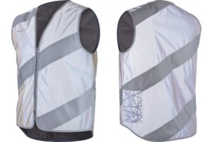 WOWOW Roadie FR Reflexweste, vollständig reflektierend, atmungsaktiv, mit Reißverschluss, verlängertem Rückenteil und seitlicher Tasche, Größe XL