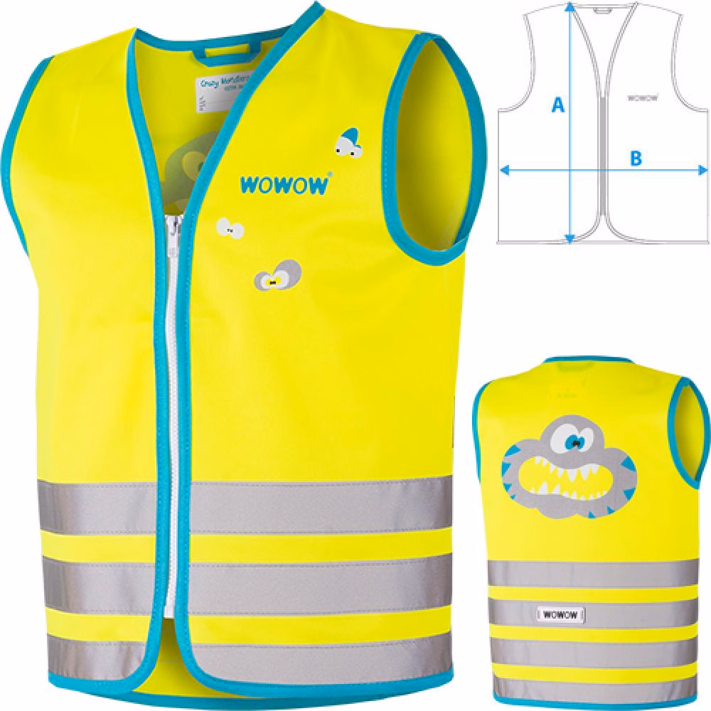 Wowow Sicherheitsweste Crazy Monster Jacket für Kinder Größe XS gelb