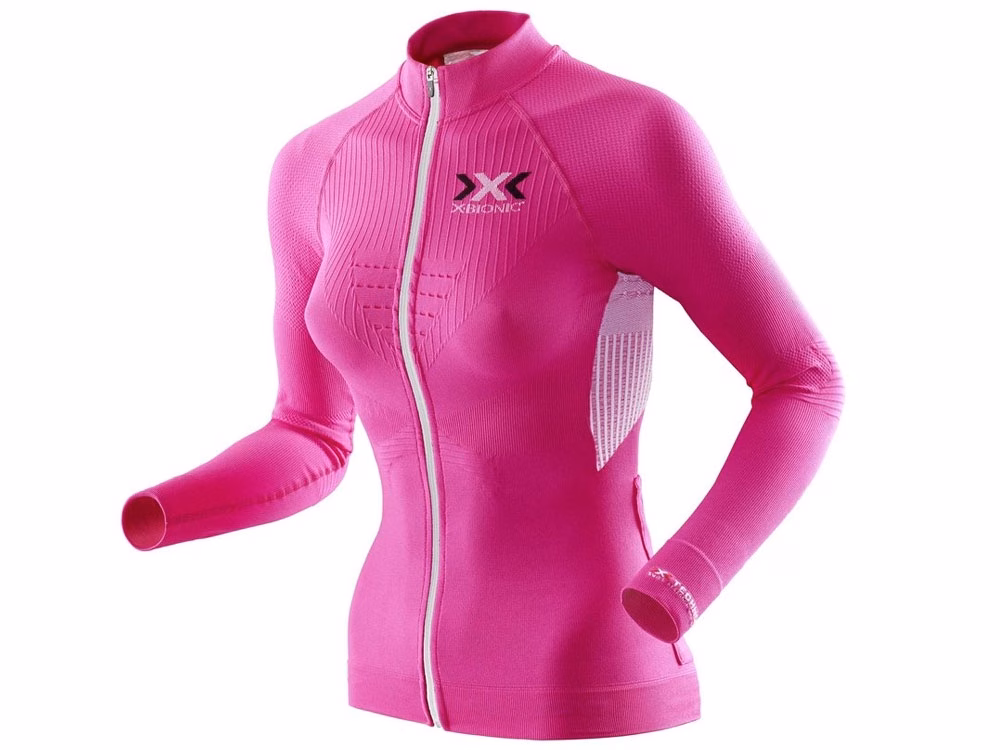 X-Bionic The Trick Full Zip Langarm Fahrradtrikot Damen (pink / weiß) Größe:L