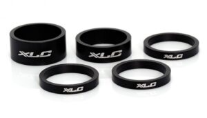 XLC A-Head Spacer-Set AS-A02, 1 Zoll, 3x5mm, 1x10mm, 1x15mm, Aluminium, schwarz matt, für individuelle Lenkerhöhenanpassung